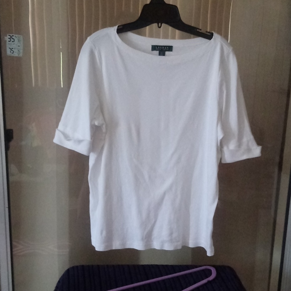 Women's Ralph Lauren white 3/4 length shirt